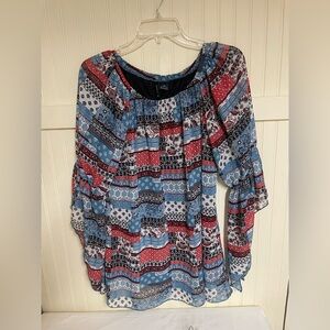 New Directions Multi colored Patterned Blouse. Size M. Used